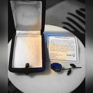 MORITA GIL CHILE Rose Brooch With Inlaid Lapislazuli unusual rare Inlaid stone